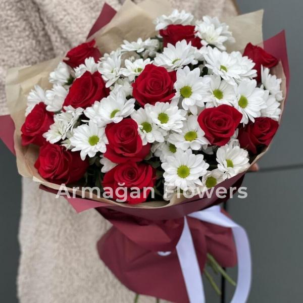 Roses and Krizantem Bouquet  Resim 2