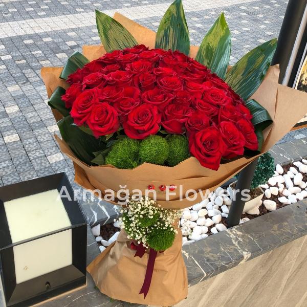 45 Red Roses Bouquet  Resim 2