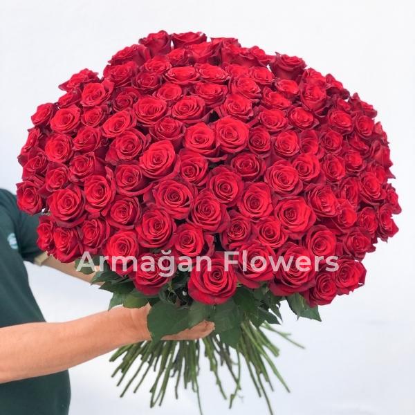 101 Red Roses Bouquet  Resim 1