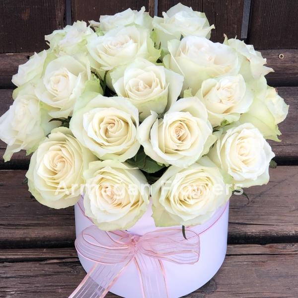 19 White Roses in Box Resim 2