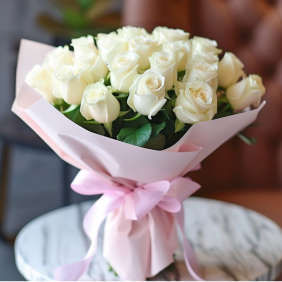  Alanya Blumenlieferung 23 White Roses Bouquet 