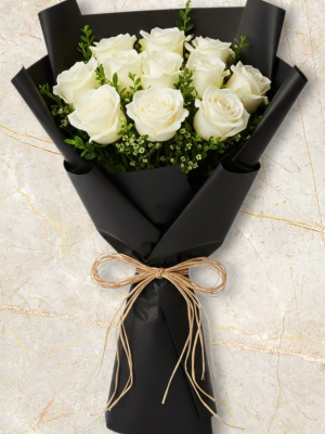 Alanya çiçekçi - 11 Beyaz Gül Demeti
