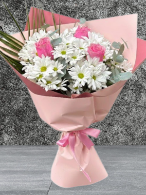 Alanya çiçekçi - Papatya 3 Pembe Gül