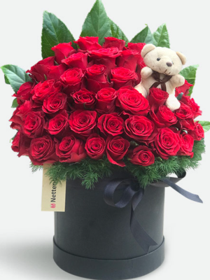  Alanya çiçek gönder - Kutuda 41 Gül ve Ayıcık